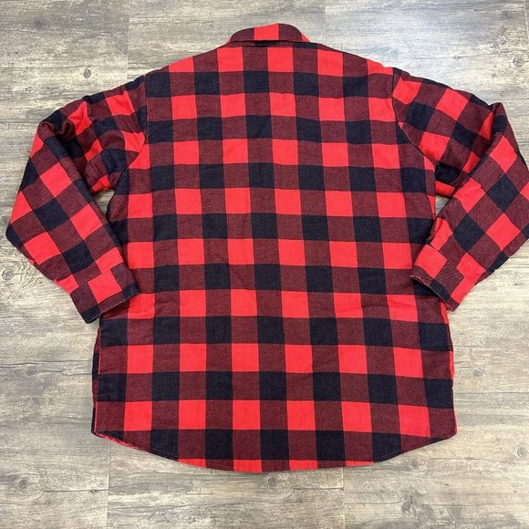 Vintage Van Heusen Winter weights Red Plaid Flannel Shirt Jacket Men XL Lined - Picture 9 of 10